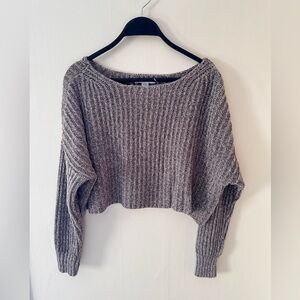 American Eagle Outfitters Off-Shoulder Knit Sweater in Gray